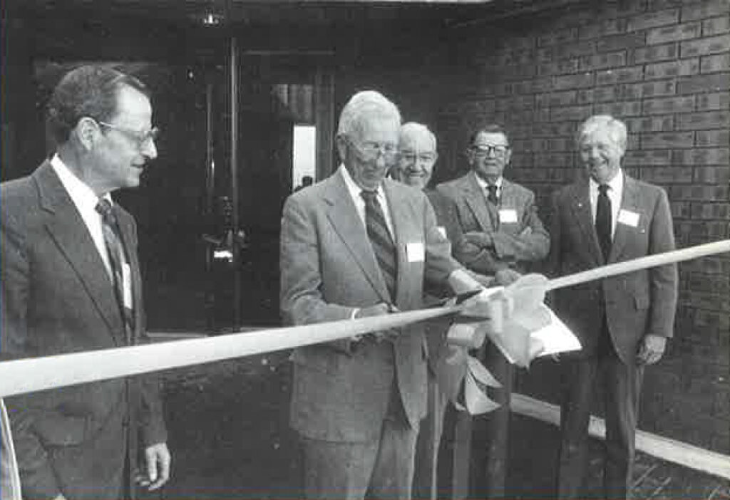 Ribbon cutting ceremony for the new office and operations building, 1985-present