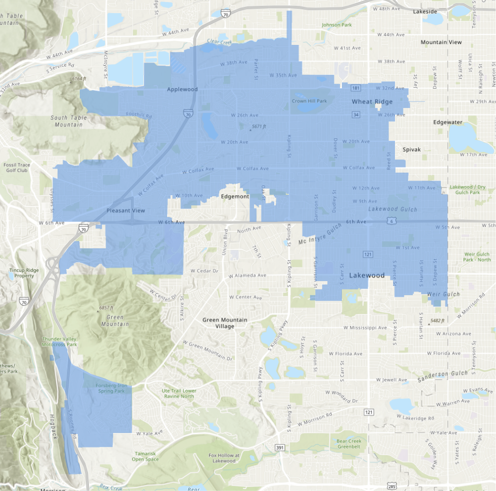 A map of our service area